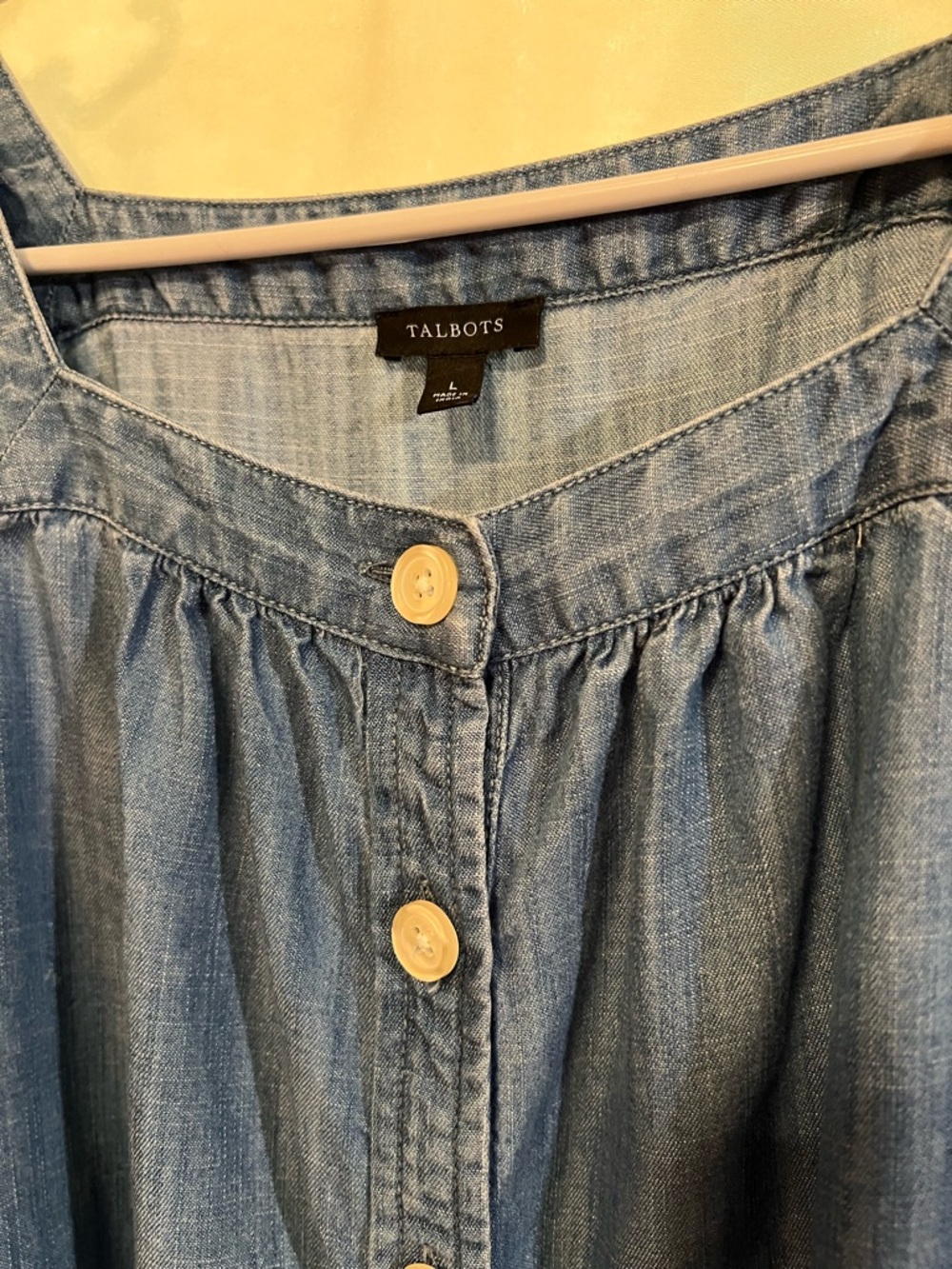 Talbots Blue Chambray Button-Front Blouse Size L - Picture 4 of 7